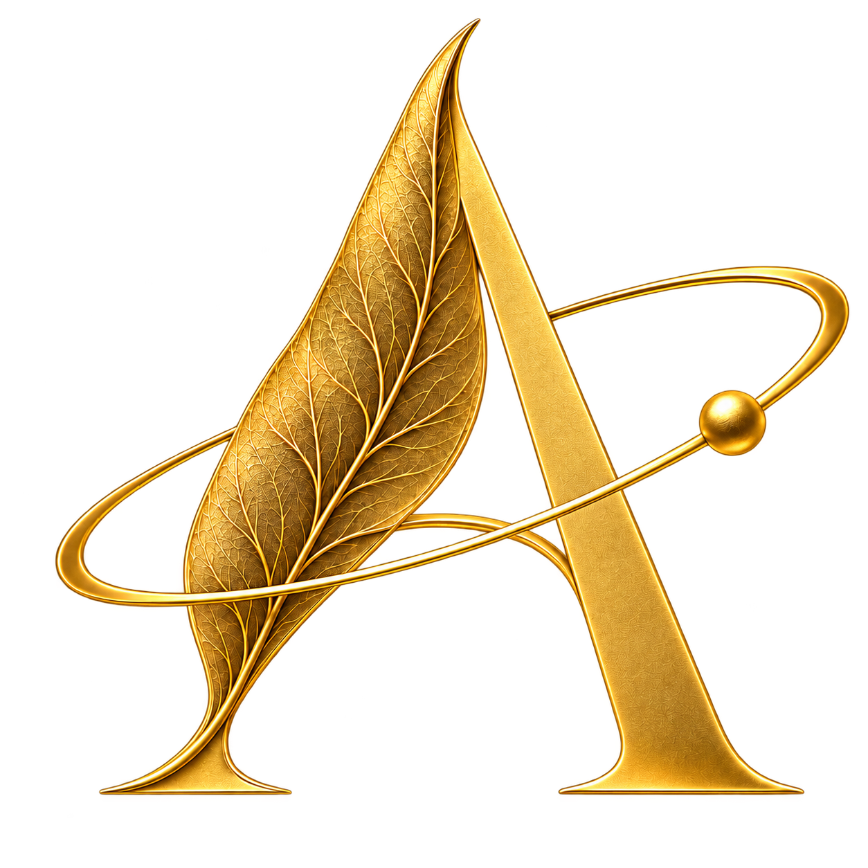 Auturnal gold A, leaf and orbit mark
