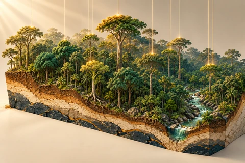 From Laser Waveforms to Forest Carbon: Sampling Design, Scaling, and Conservation of Uncertainty — conceptual cover