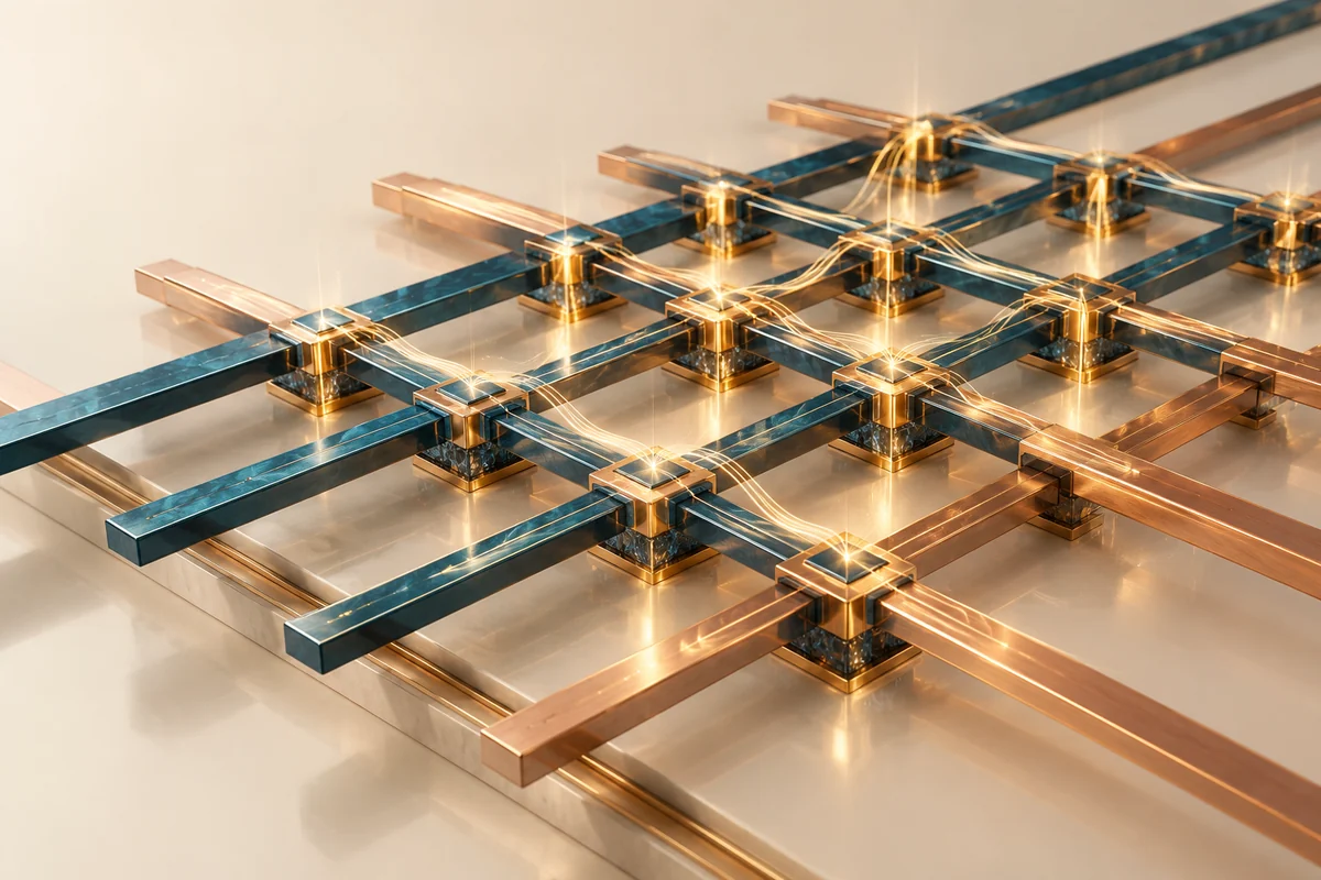 Conceptual editorial illustration for When Multiplication Becomes Physics: Analog Neural Computing and the Energy of Everything Else