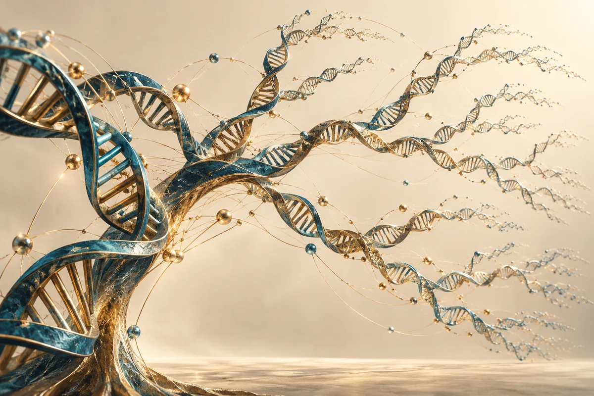 Conceptual editorial illustration for From Related Genomes to Transmission Histories: What Pathogen Sequencing Can Establish