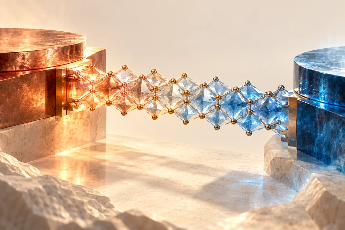 Conceptual editorial illustration for From a Large Figure of Merit to Useful Power: Thermoelectric Materials under Real Constraints