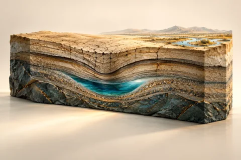 Conceptual editorial illustration for When Water Returns but Storage Does Not: Groundwater Depletion and Irreversible Compaction