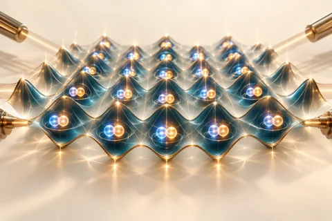 Conceptual editorial illustration for Learning from an Artificial Lattice: What Fermi-Hubbard Quantum Simulators Actually Measure