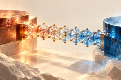 Conceptual editorial illustration for From a Large Figure of Merit to Useful Power: Thermoelectric Materials under Real Constraints
